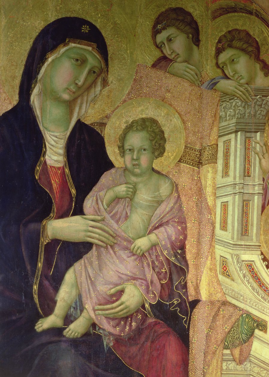 Maesta: Madonna en Kind, 1308-11 (detail) door Duccio di Buoninsegna