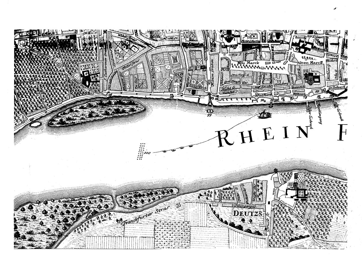 Plattegrond van de stad Keulen uit 1752 door Duhon