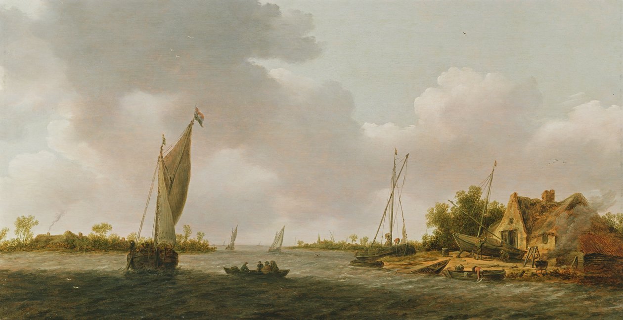 Boten in een Estuarium door Dutch School