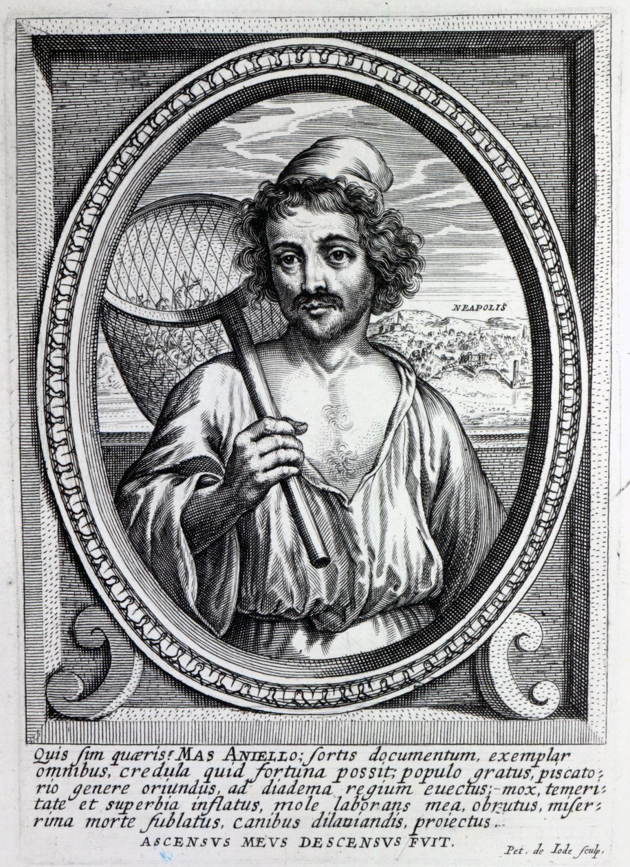 Masaniello, gegraveerd door Petrus de Iode door Dutch School