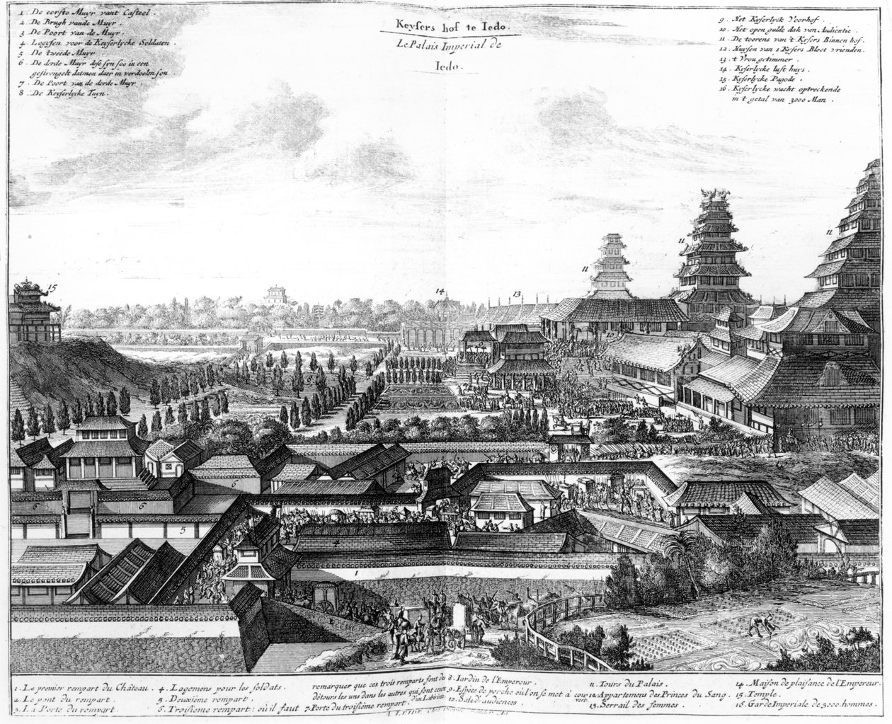 Het keizerlijk paleis Edo, 1725 door Dutch School