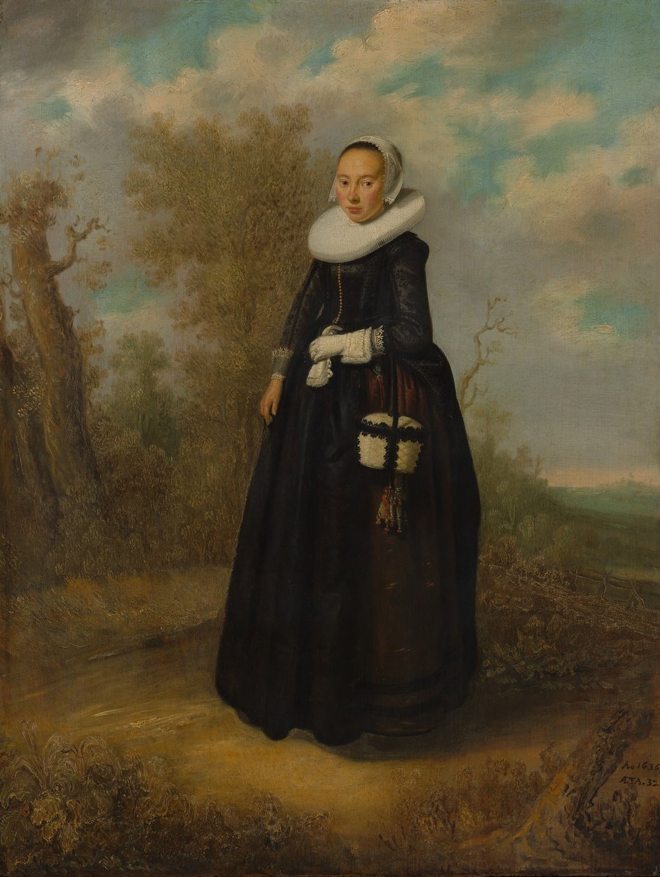 Een jonge vrouw in een landschap door Dutch Painter