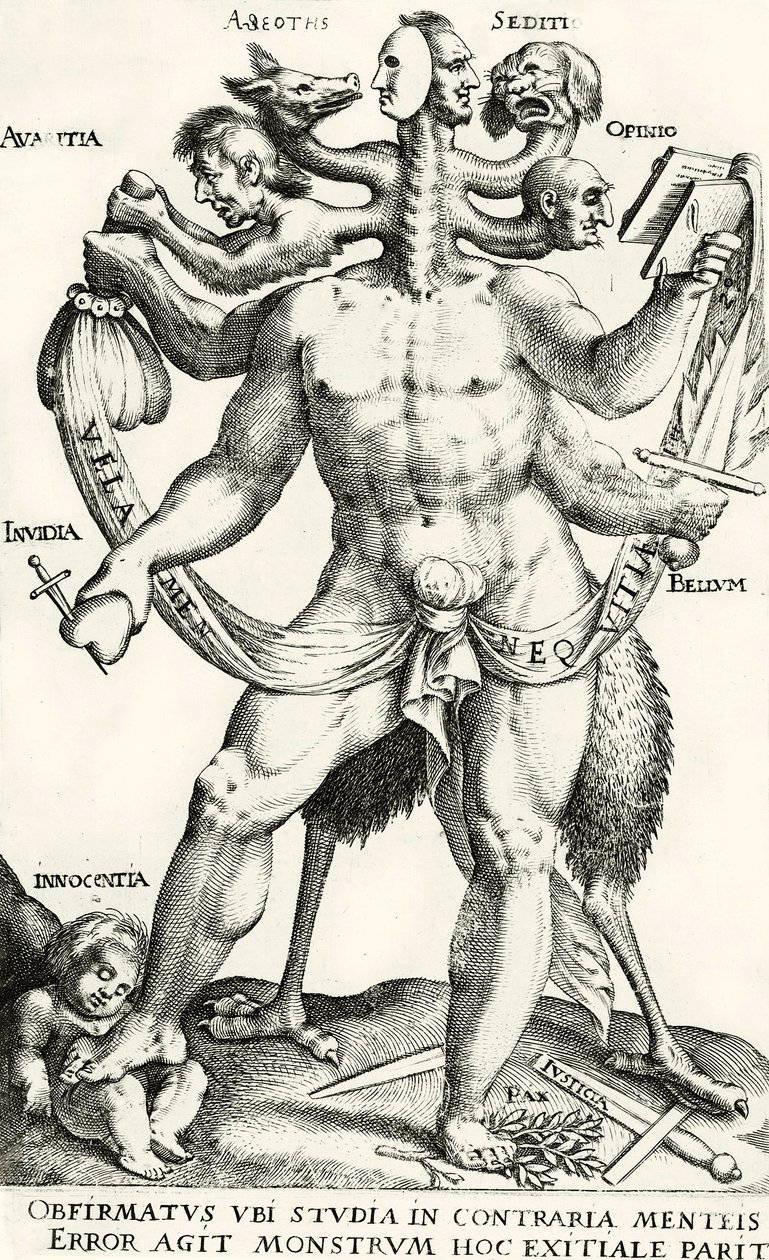 Arminianisme als vijfkoppig monster door Dutch School