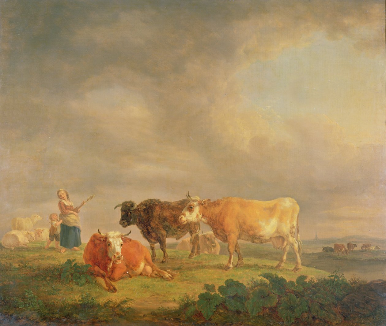 Vee Grazend in een Landschap, c.1820 door Dutch School