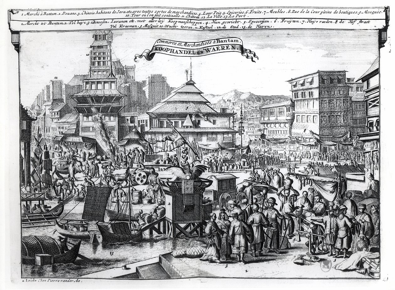 De Markt in Bantam, Java door Dutch School