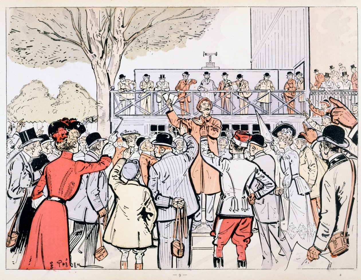 De Oncourse Bookie, ca. 1905 door E. Thelem
