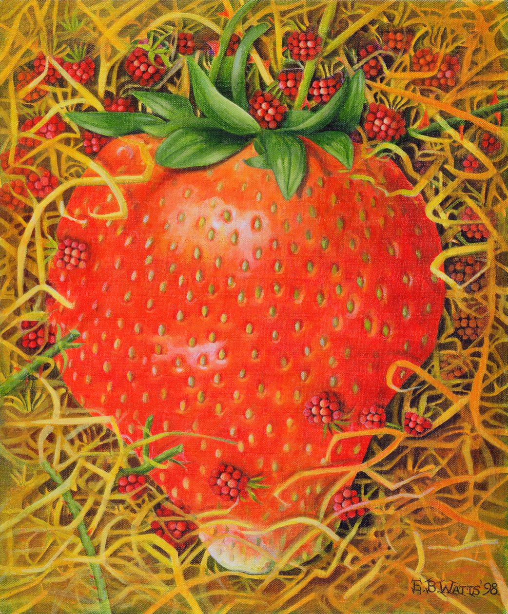 Aardbei in Stro door E.B. Watts
