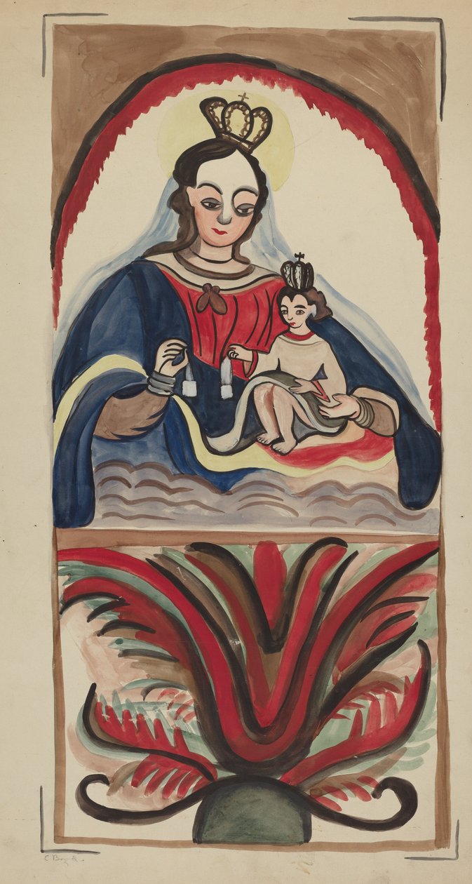 Retablo - Maagd en Kind, 1935-1942 door E. Boyd