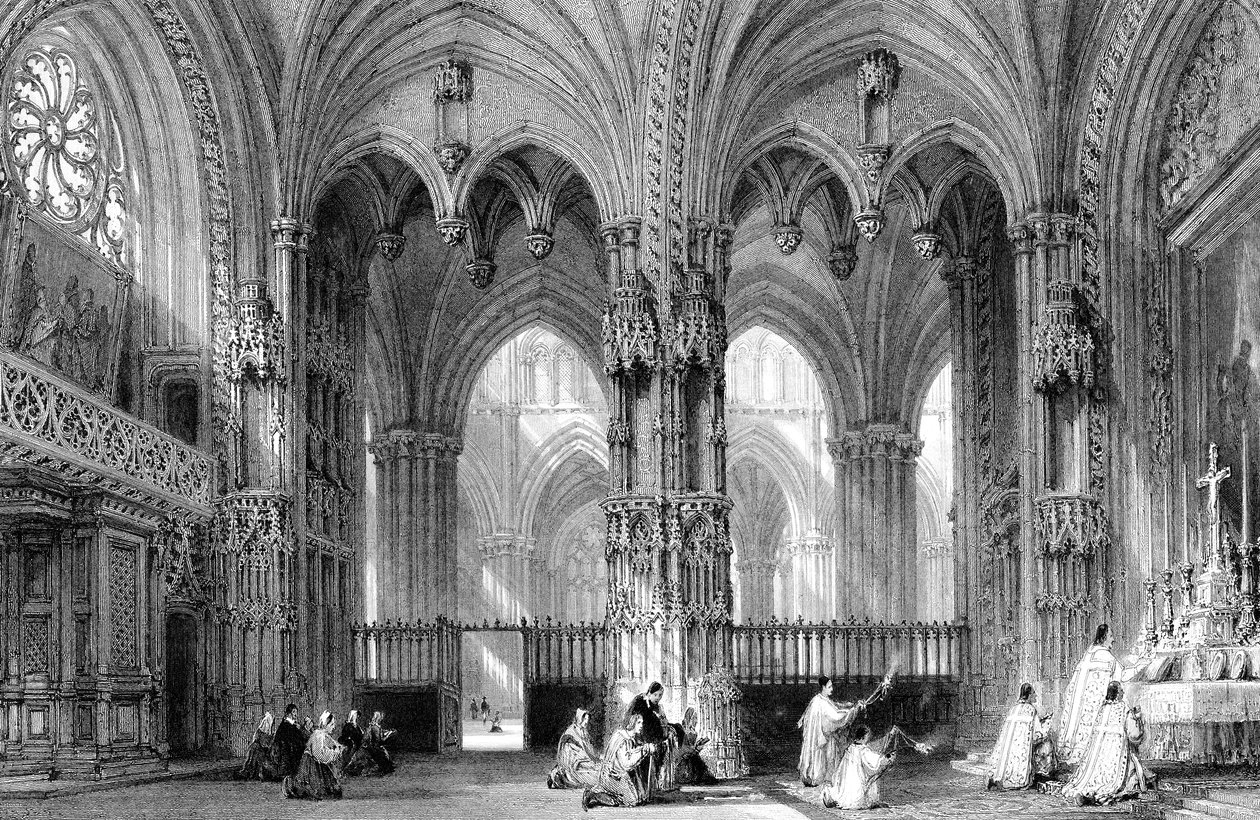 De kathedraal van Lyon, Frankrijk door E. Challis