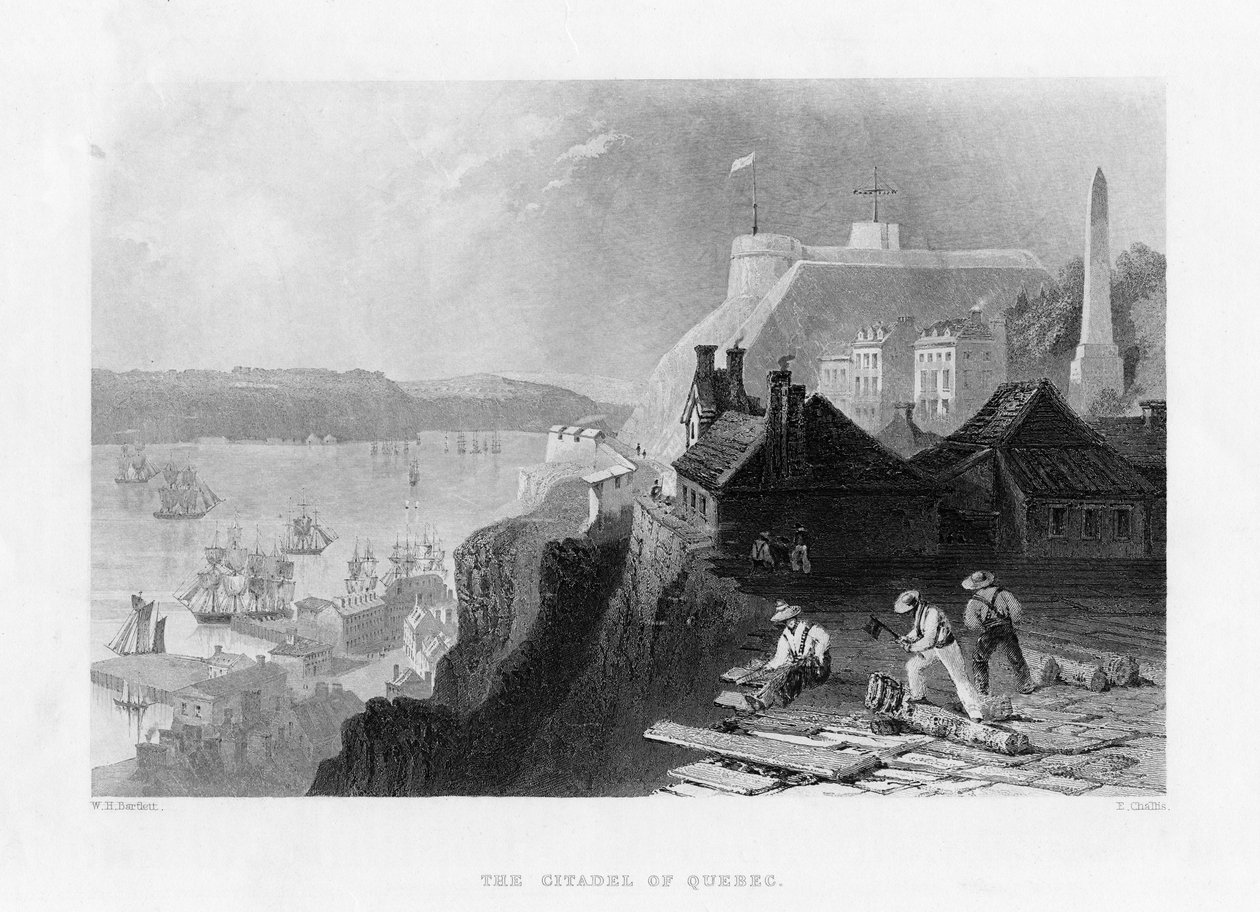 De citadel van Quebec, Canada, 19e eeuw door E. Challis