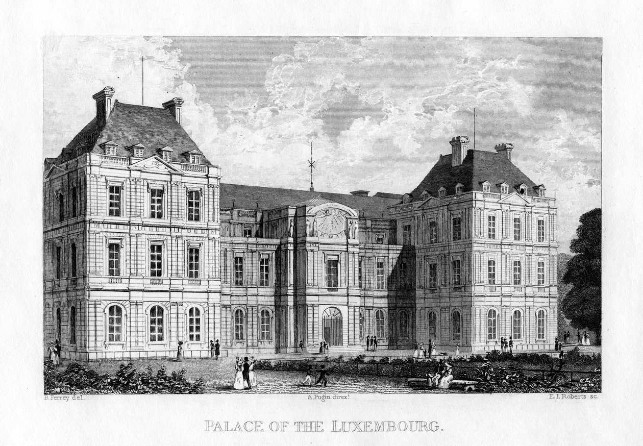 Luxemburgpaleis, Parijs, ca. 1830 door E. I. Roberts