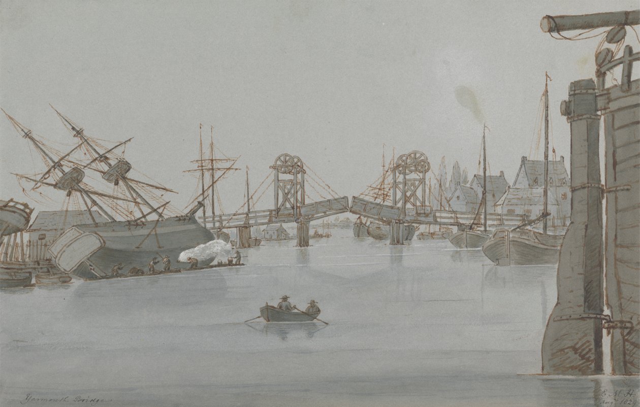 Yarmouth Bridge, aug. 1829 door E. M. Henderson