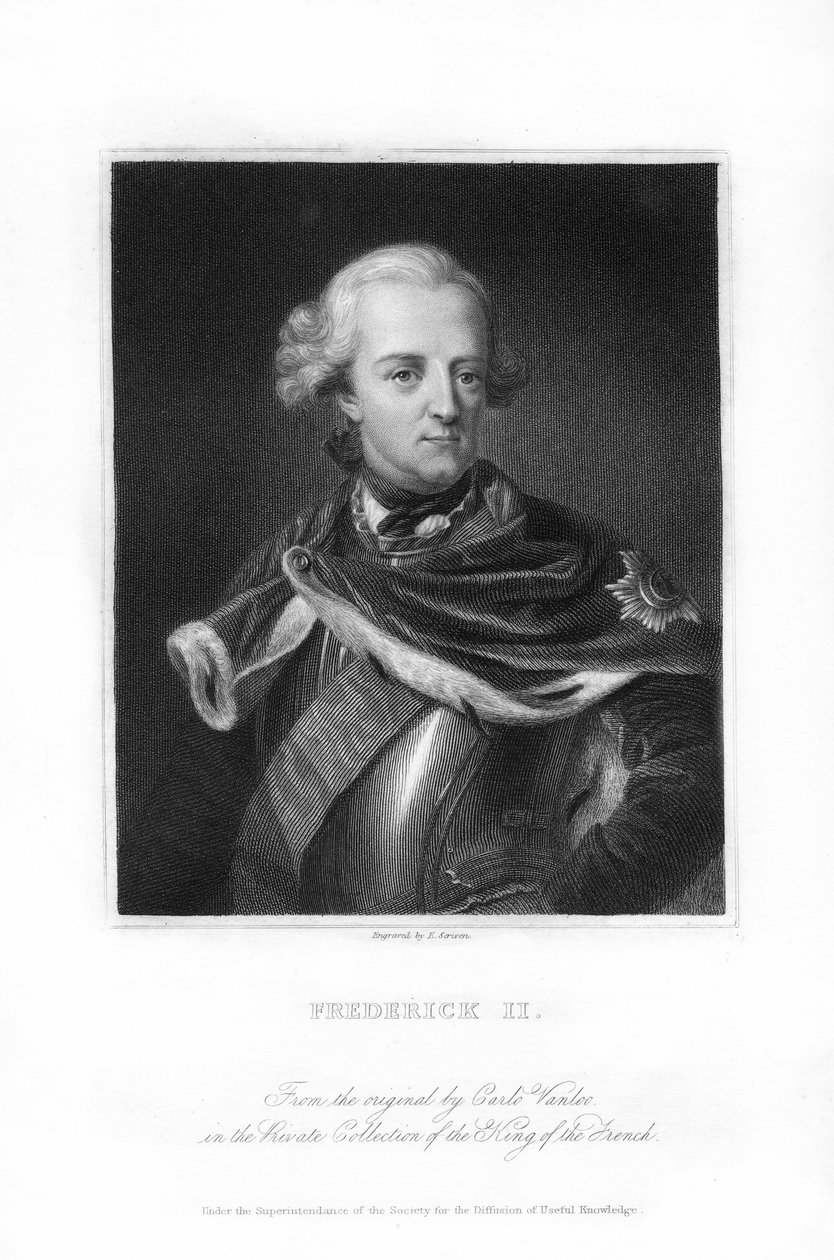 Frederik de Grote, koning van Pruisen, 1836 door E. Scriven