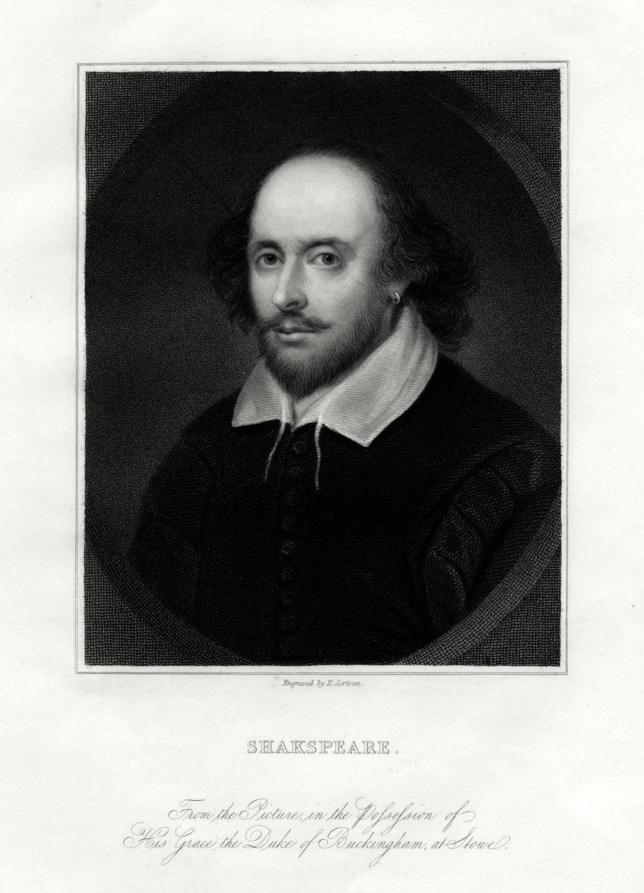 William Shakespeare, Engelse toneelschrijver, 19e eeuw door E. Scriven