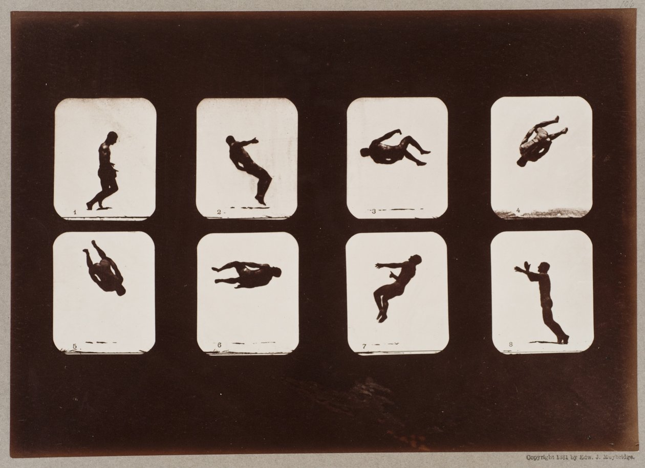 Plaat 106. Atleten, Draaien Salto door Eadweard Muybridge