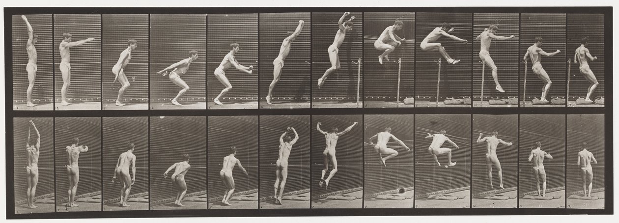 Plaat 161. Springen; Staand Hoogspringen door Eadweard Muybridge