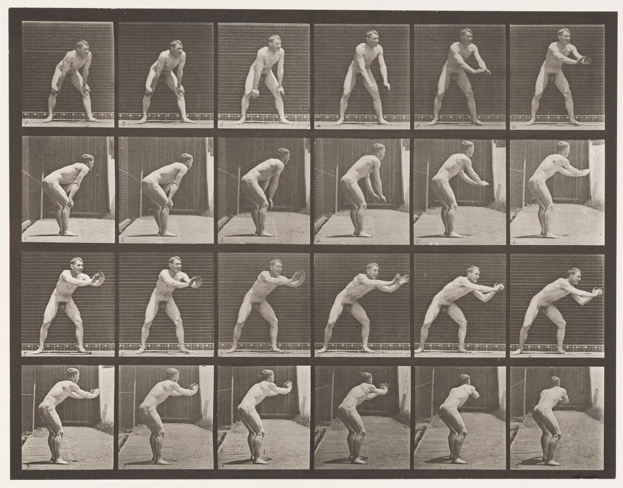 Plaat 280. Honkbal; vangen, 1885 door Eadweard Muybridge