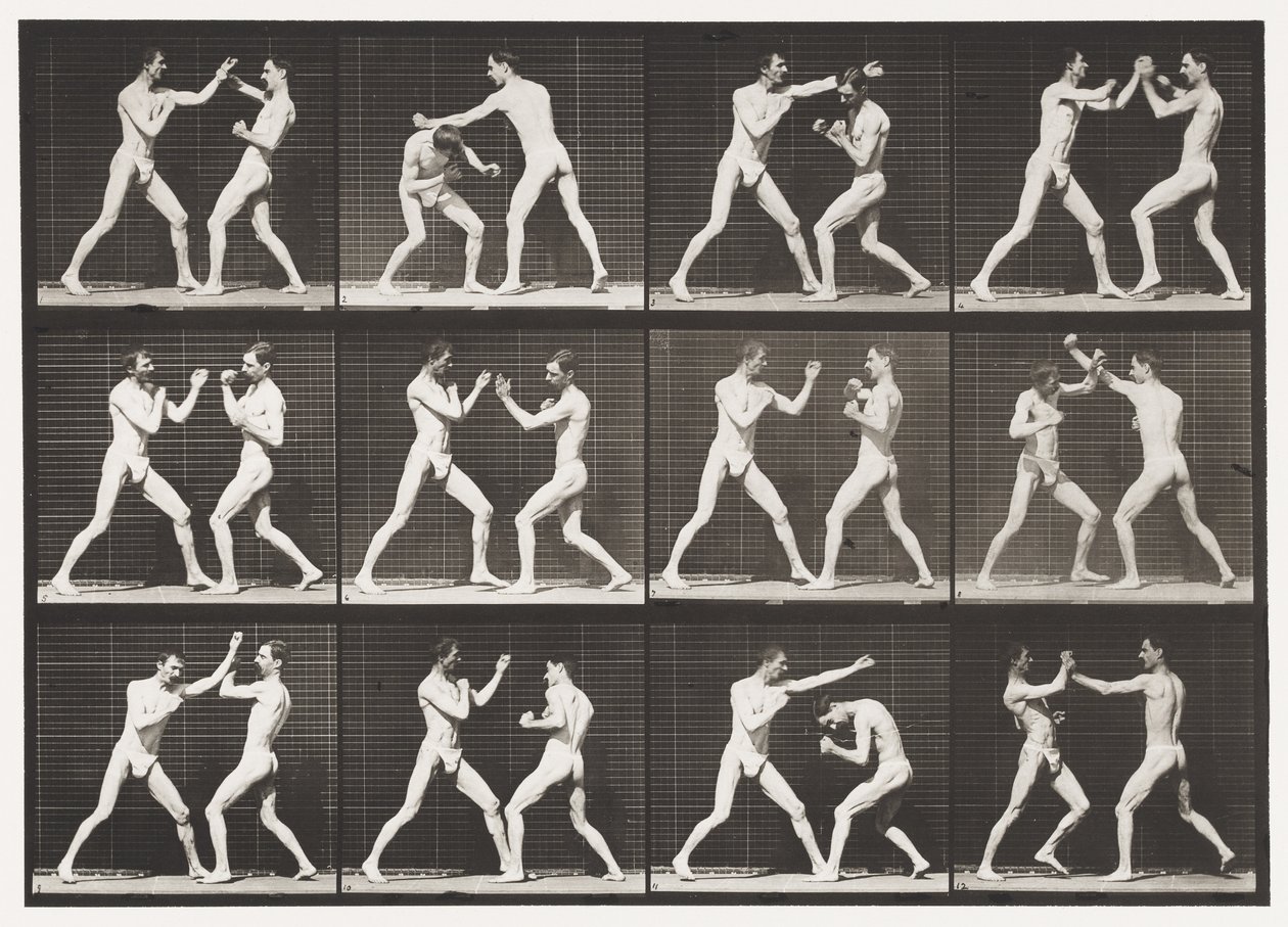 Plaat 336. Boksen; Open Hand (Schoenen) door Eadweard Muybridge