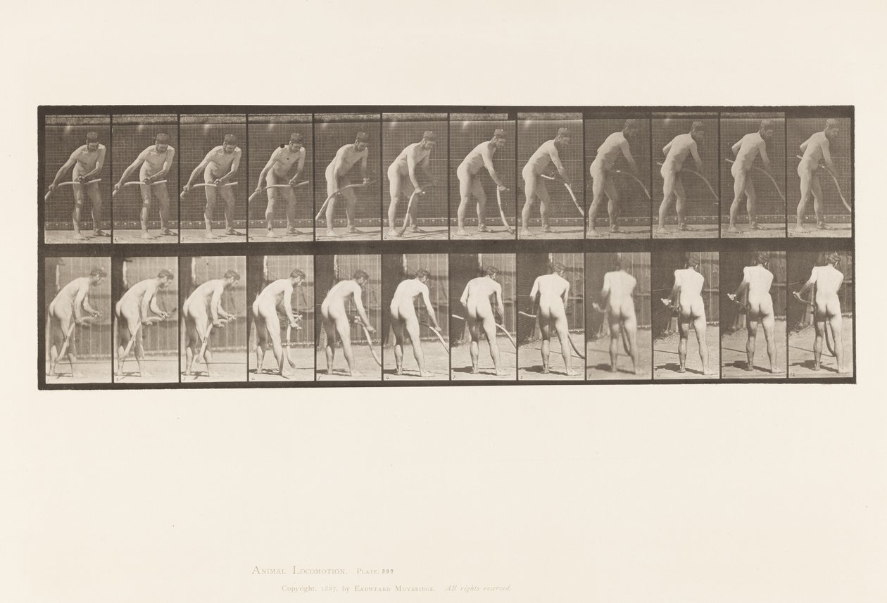 Plaat 390. Boer, gras maaien door Eadweard Muybridge