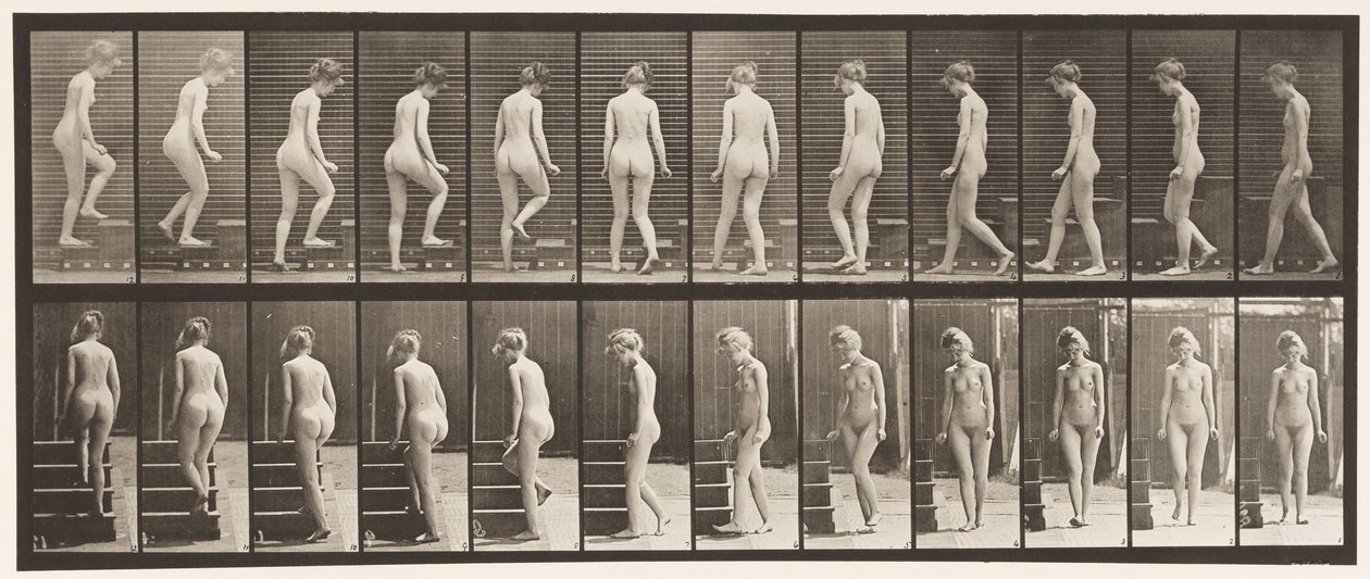 Omdraaien en trap oplopen door Eadweard Muybridge