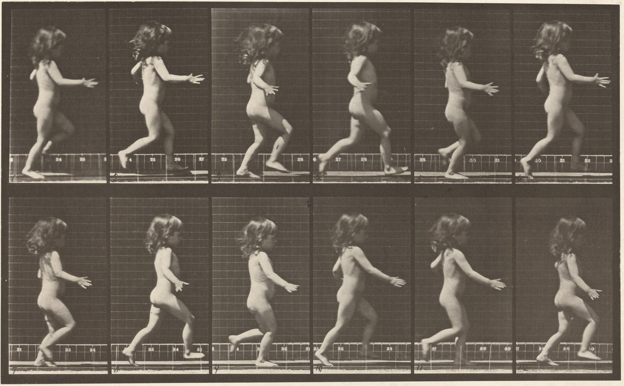 Plaat nummer 469. Rennend kind,1887 (foto) door Eadweard Muybridge