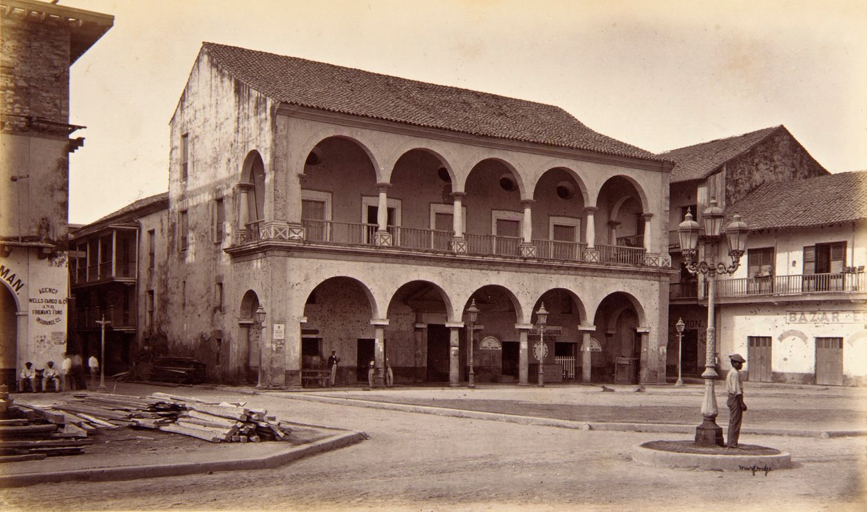 Het Cabildo, Panama door Eadweard Muybridge