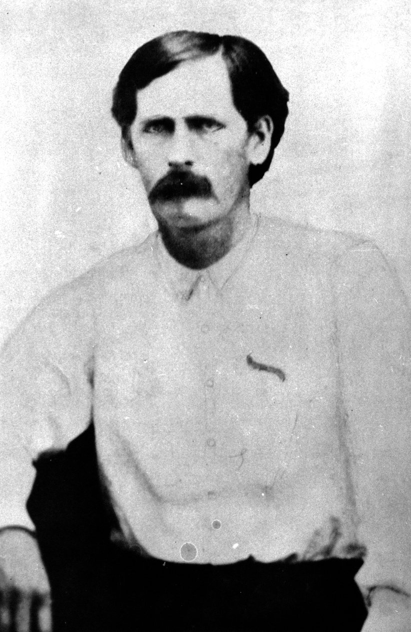 Wyatt Earp in zijn twintiger jaren, van een tintype genomen in Dodge City, Kansas, ca. 1868-78 door Eagan