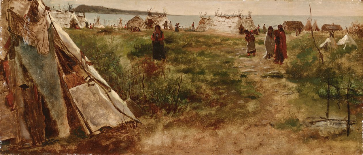 Ojibwe-kamp door Eastman Johnson