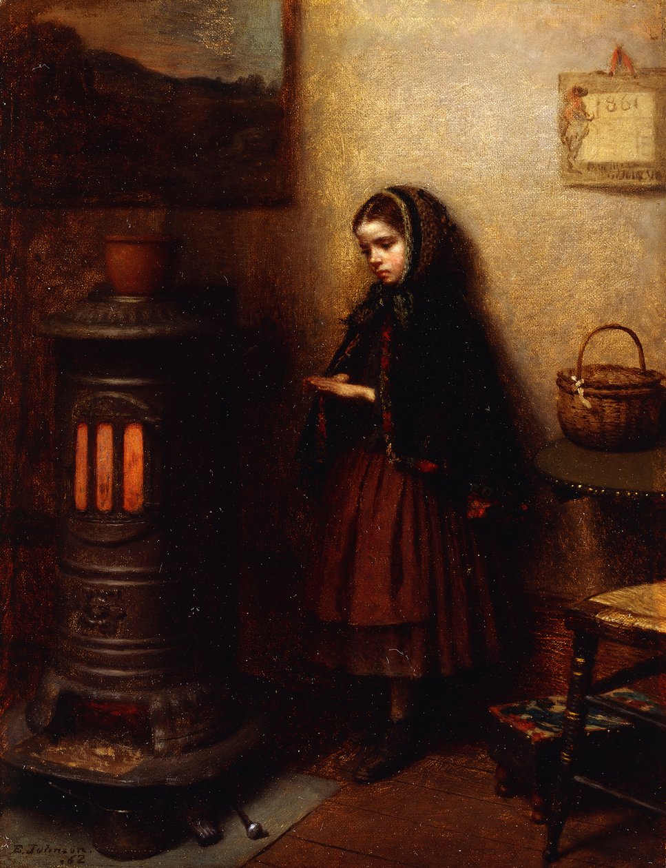 Handen Verwarmen, 1862 door Eastman Johnson