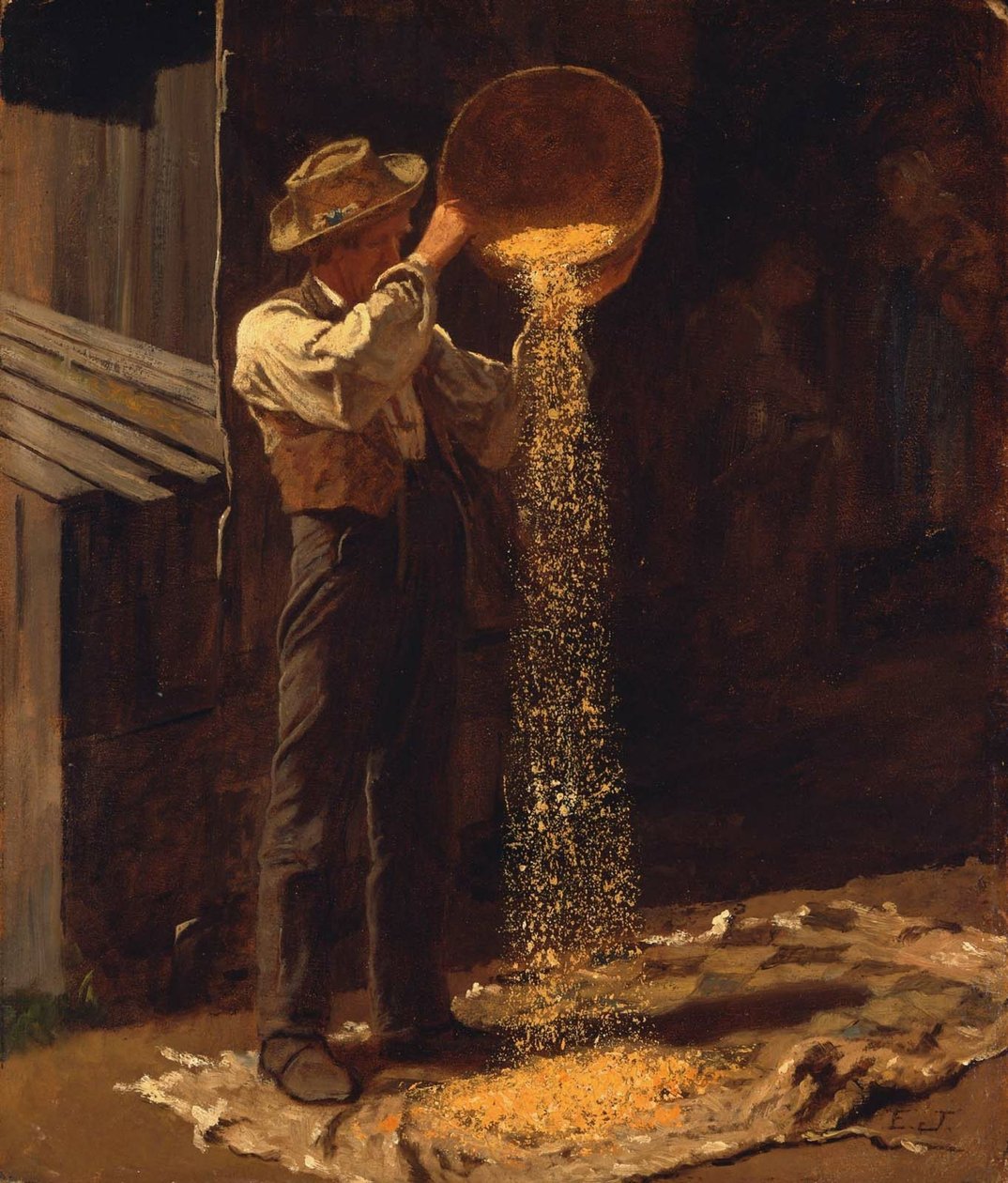 Graan oogsten door Eastman Johnson