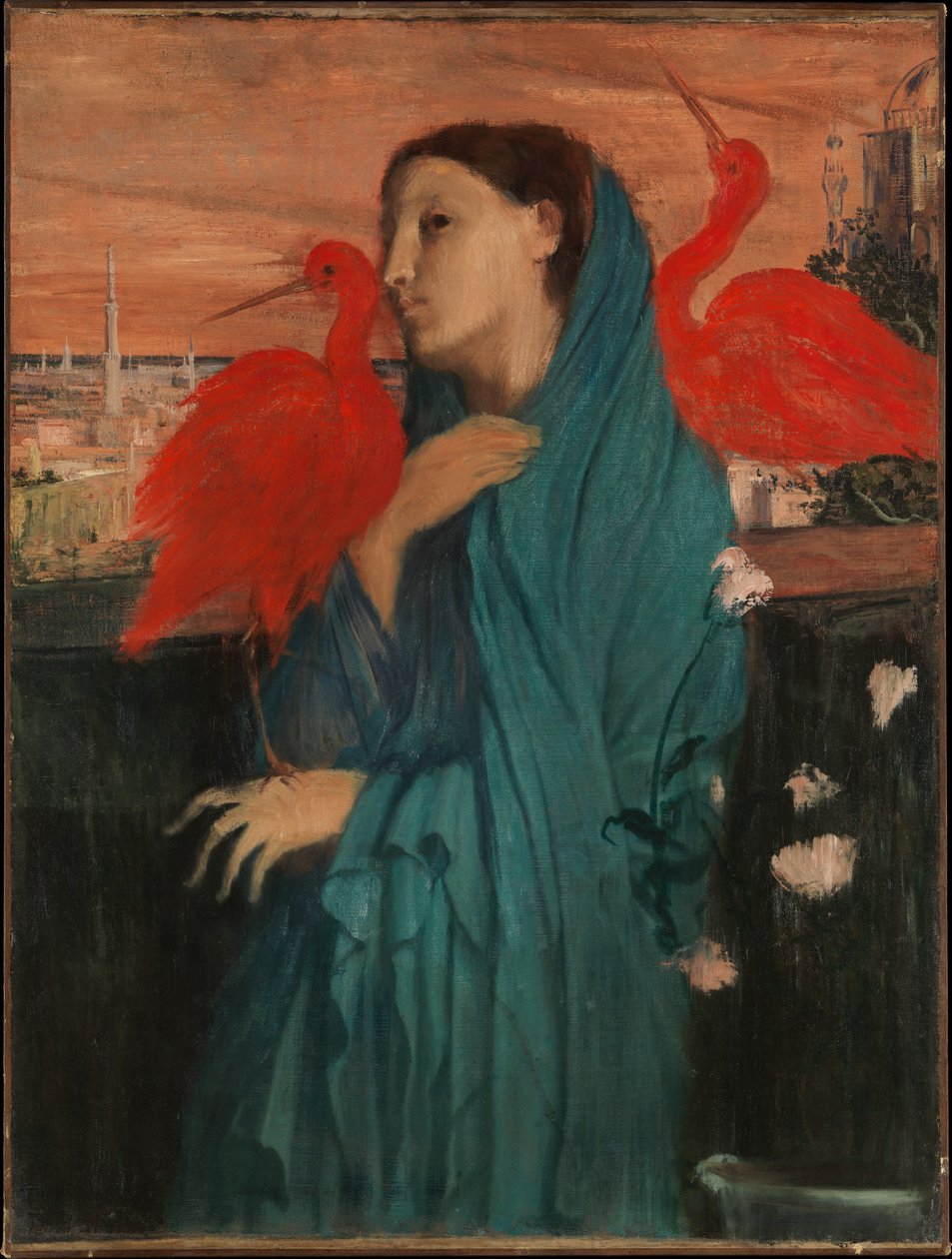 Jeune femme avec Ibis door Edgar Degas