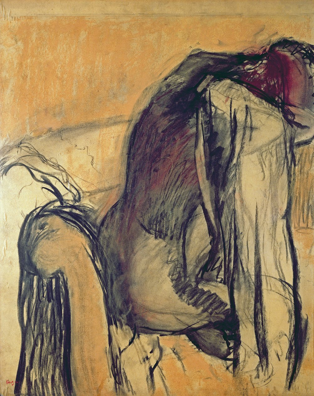 Na het bad, 1905-7 door Edgar Degas
