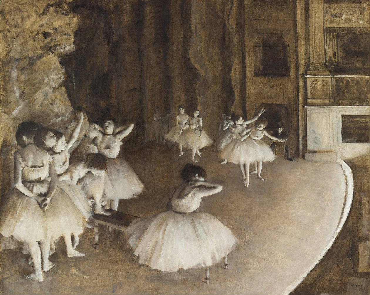 Balletrepetitie op het Podium door Edgar Degas
