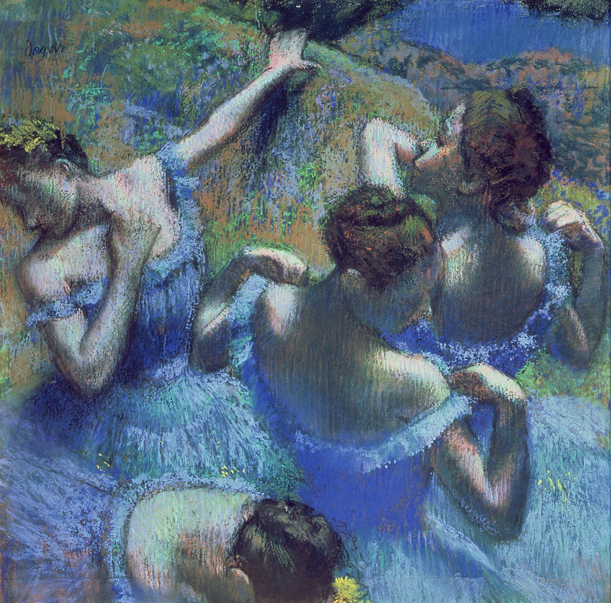 Blauwe dansers, ca. 1899 door Edgar Degas