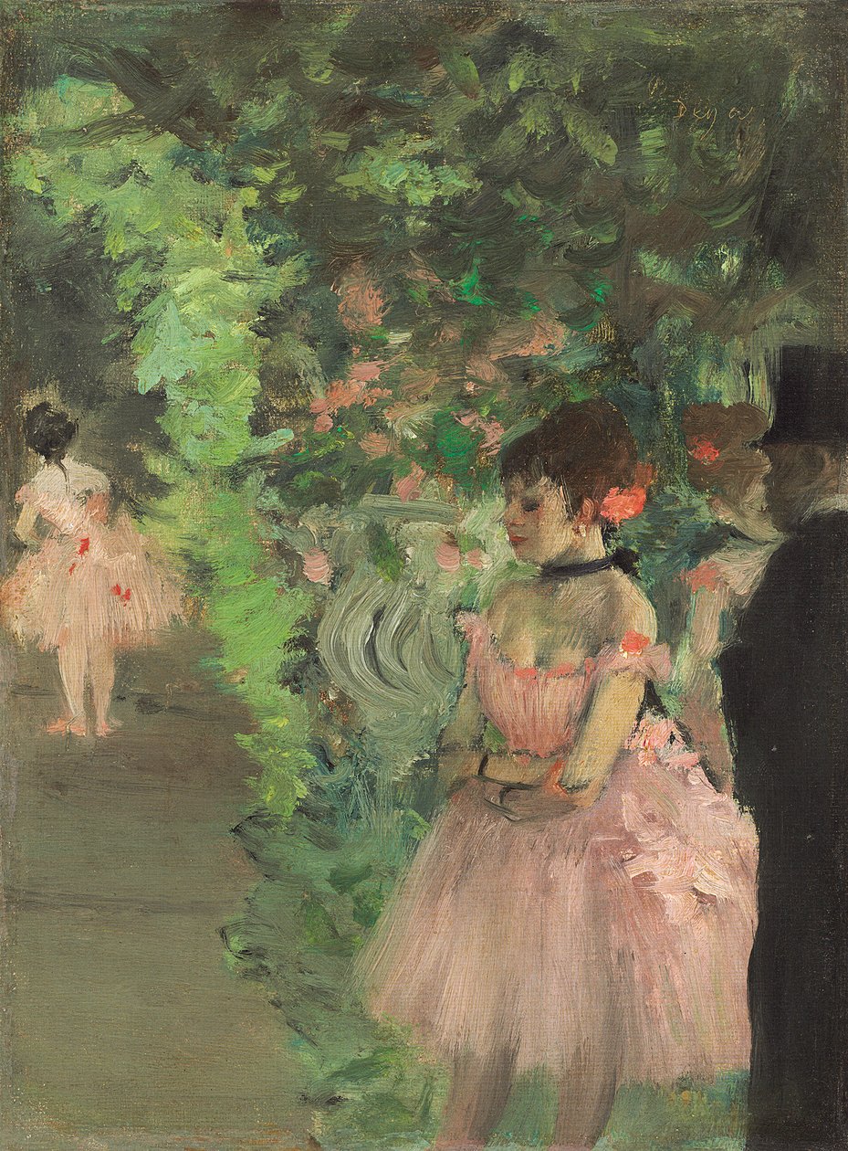Dansers achter de schermen, 1876-1883 door Edgar Degas