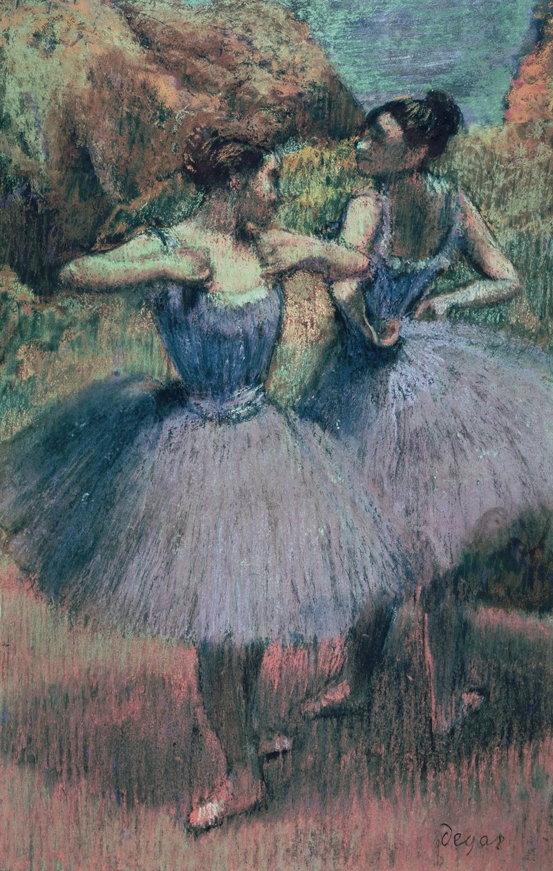 Dansers in violet door Edgar Degas