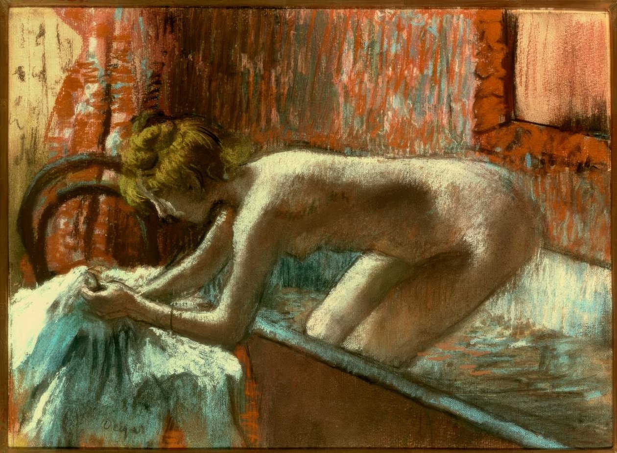 Vrouw die uit het bad komt door Edgar Degas