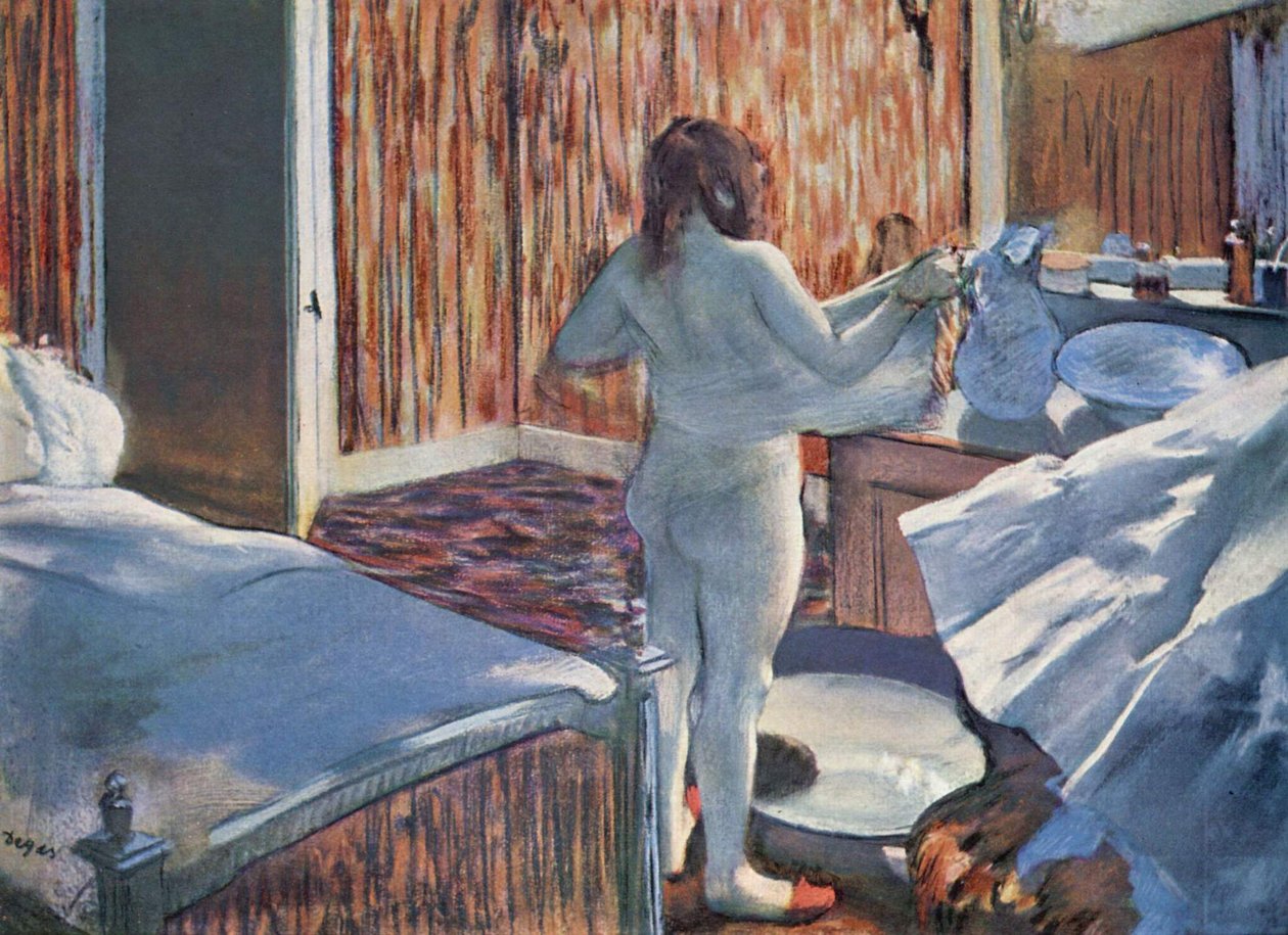 Vrouw bij de toilettafel door Edgar Degas