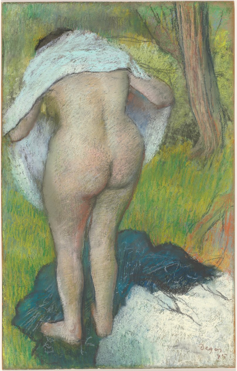Meisje dat zich afdroogt door Edgar Degas