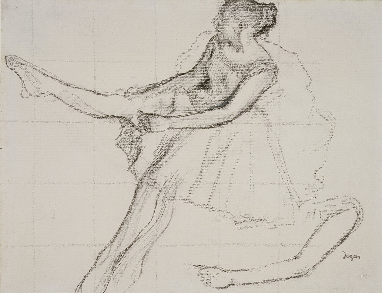 Danseres die haar kousen aanpast, c.1880 door Edgar Degas