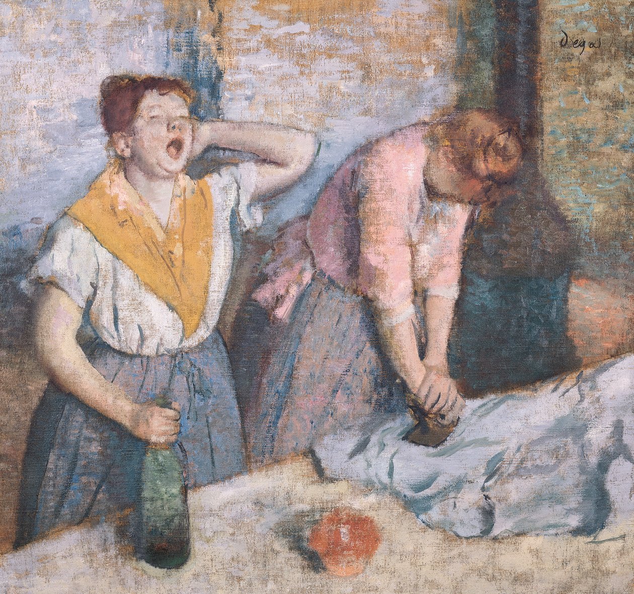 De wasvrouwen, c.1884 door Edgar Degas