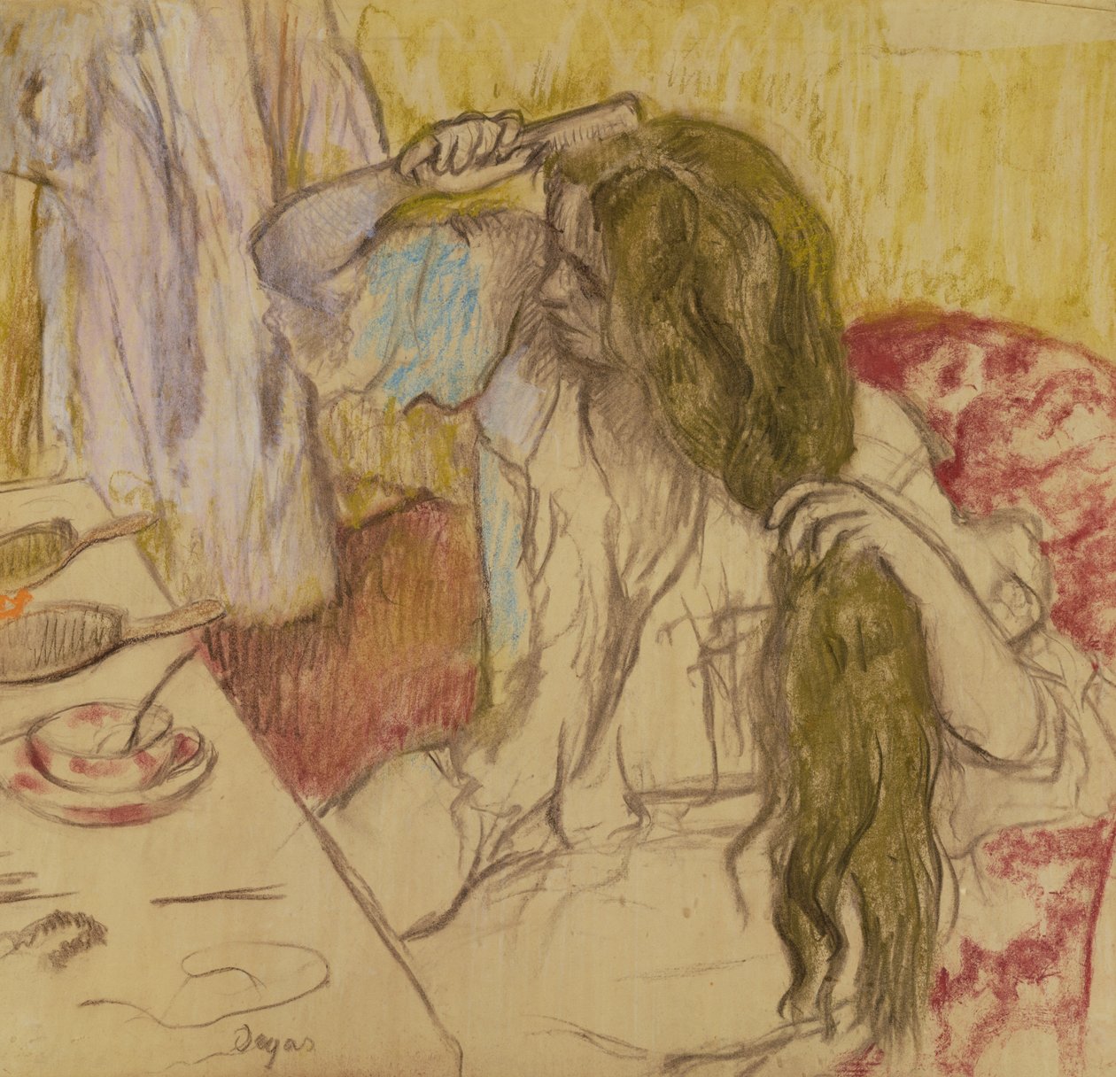 Vrouw bij haar toilet, c.1885 door Edgar Degas