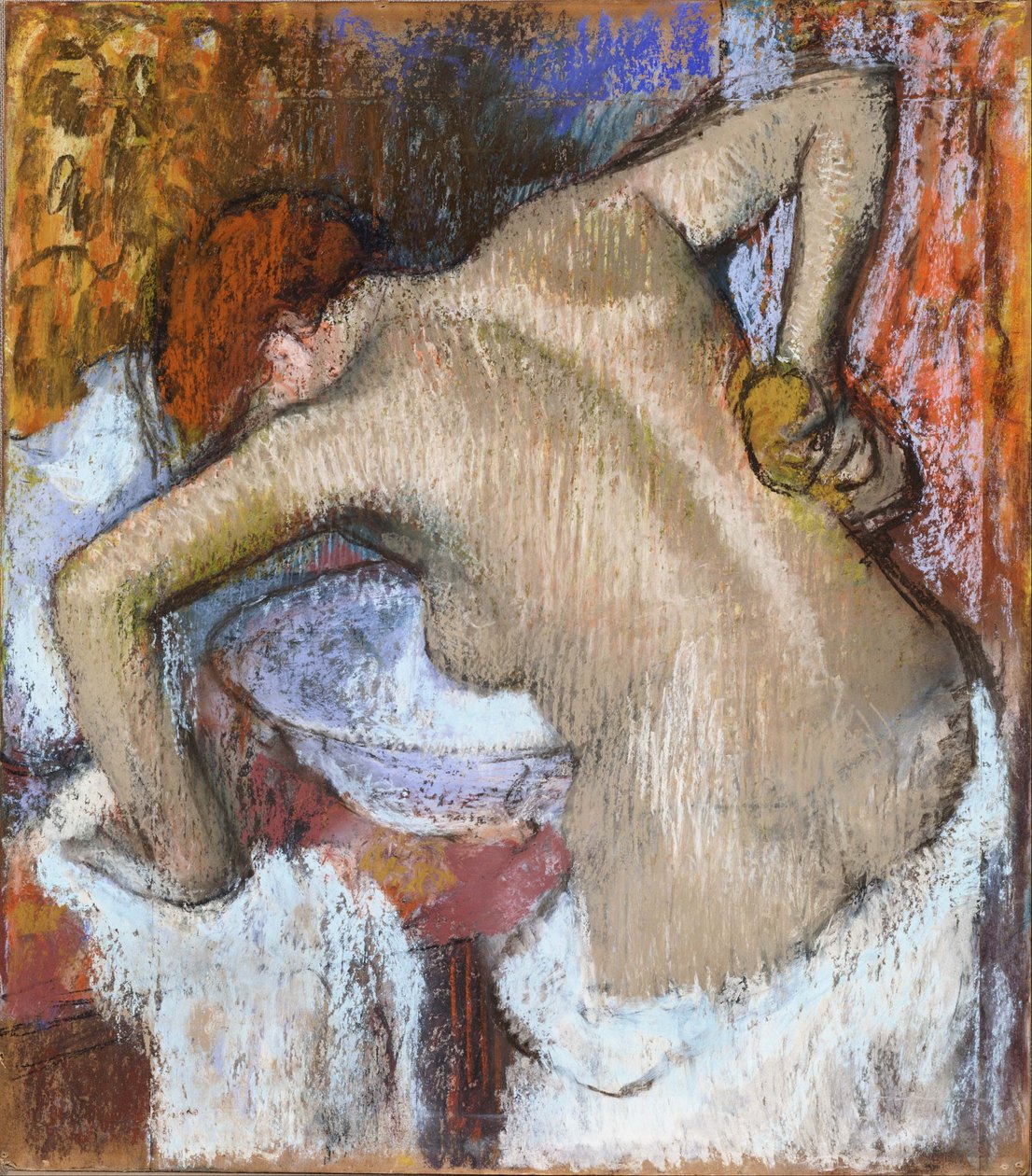 Vrouw die Haar Rug Spons door Edgar Degas
