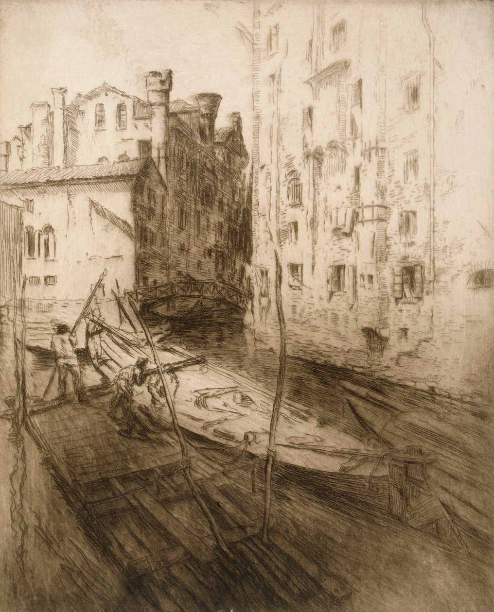 Het Joodse getto in Venetië, 1906 door Edgar Chahine
