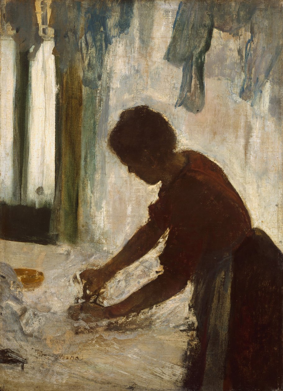 Een vrouw die strijkt, 1873 door Edgar Degas
