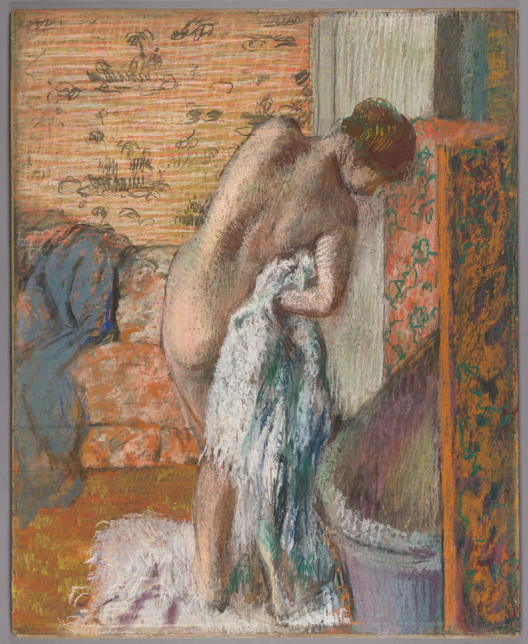 Na het bad (Vrouw die zich aftrekt) door Edgar Degas