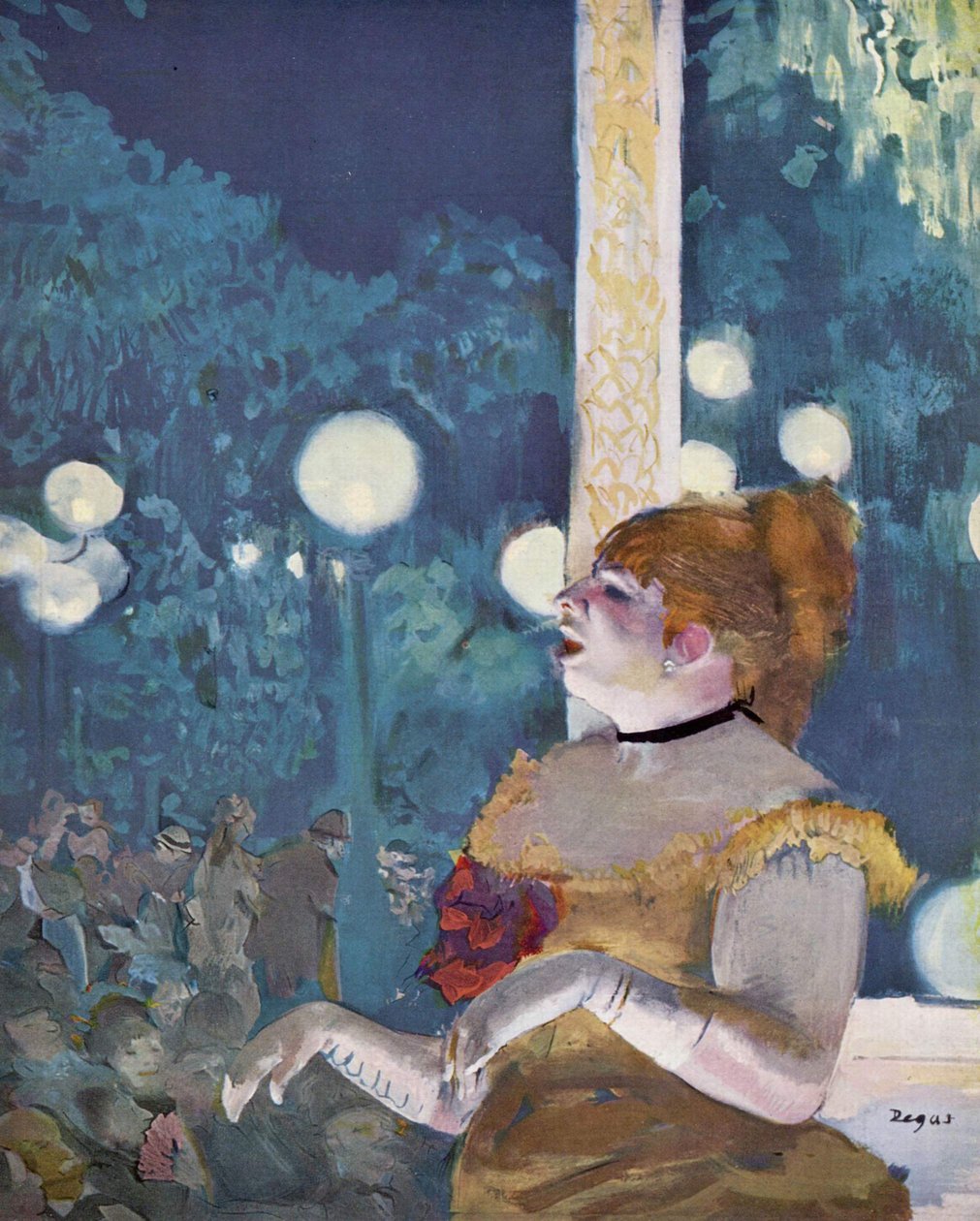 In het café-concert: La Chanson du chien door Edgar Degas