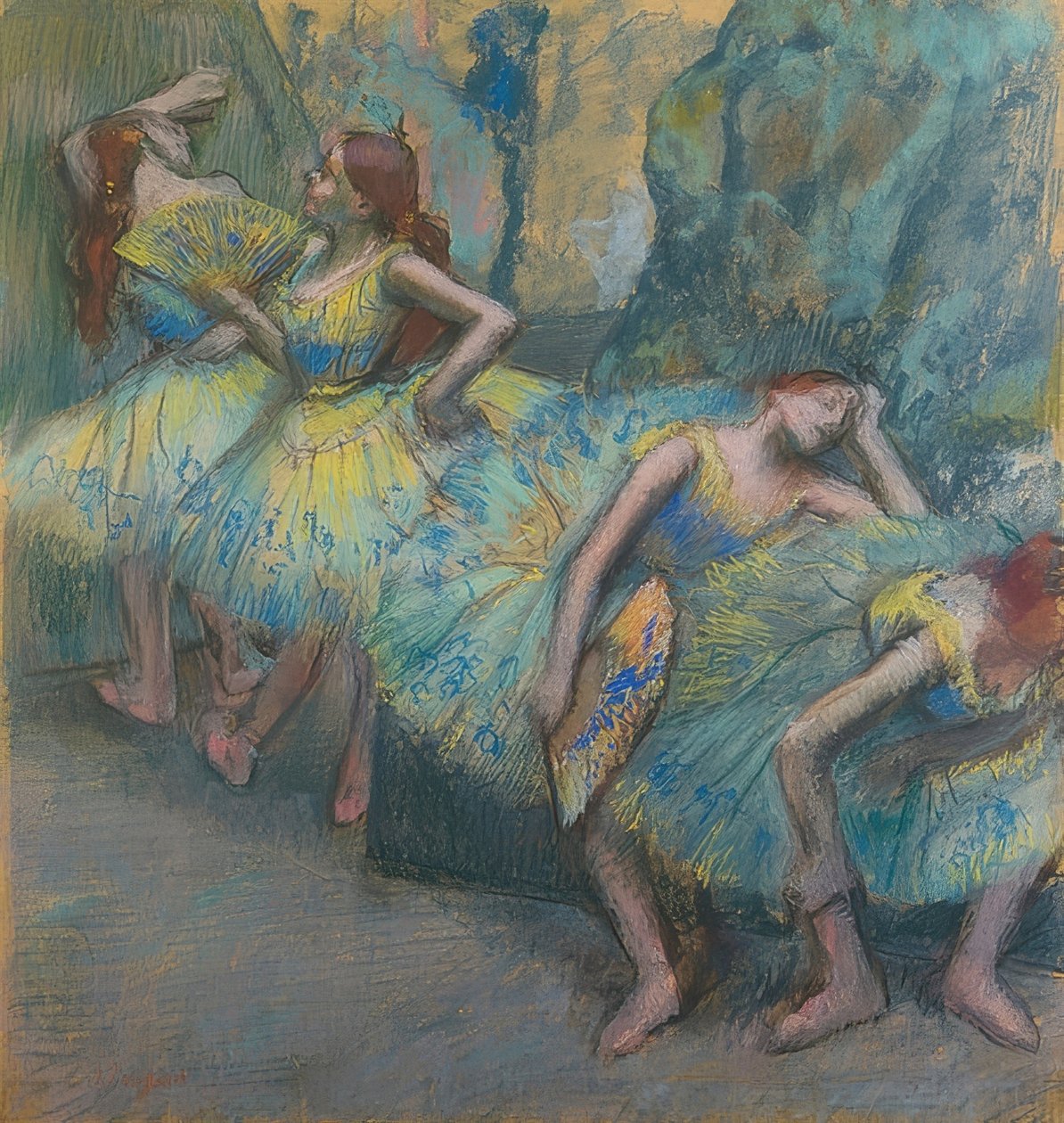 Balletdansers op het podium door Edgar Degas