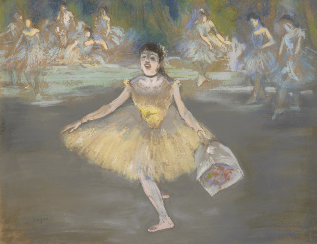 Danseres met een Boeket door Edgar Degas