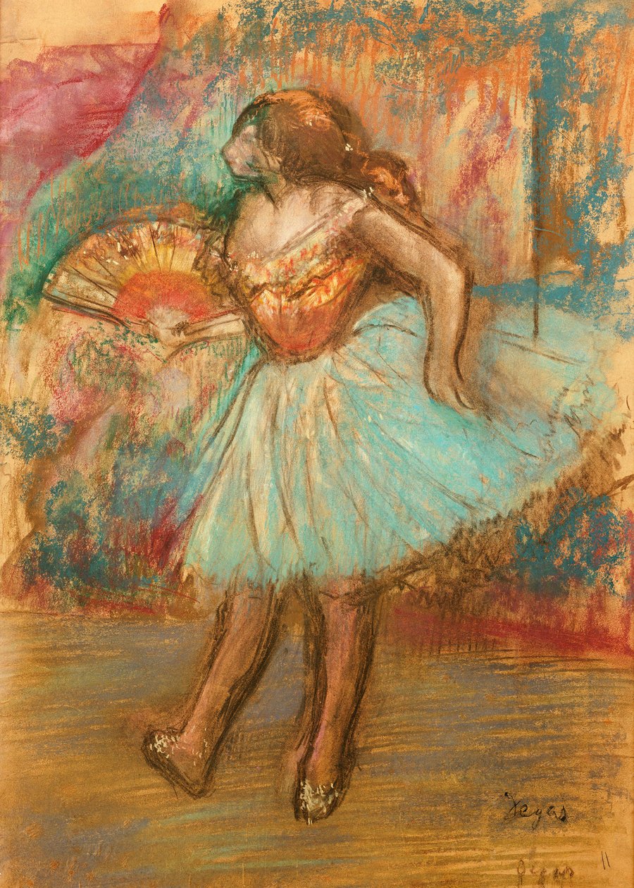 Danseres met een waaier, ca. 1895-1900 door Edgar Degas